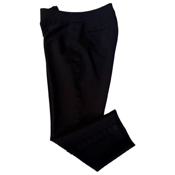 Kate Spade Black Crop Pants With Lace Trim On The Side Size 8 - Picture 1 of 10